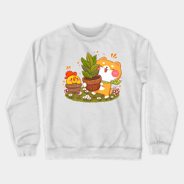 Gardening Shiba Crewneck Sweatshirt by Nas.ArtSpace